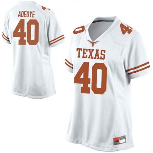 Womens Texas Longhorns #40 Ayodele Adeoye Game Embroidery Jersey White